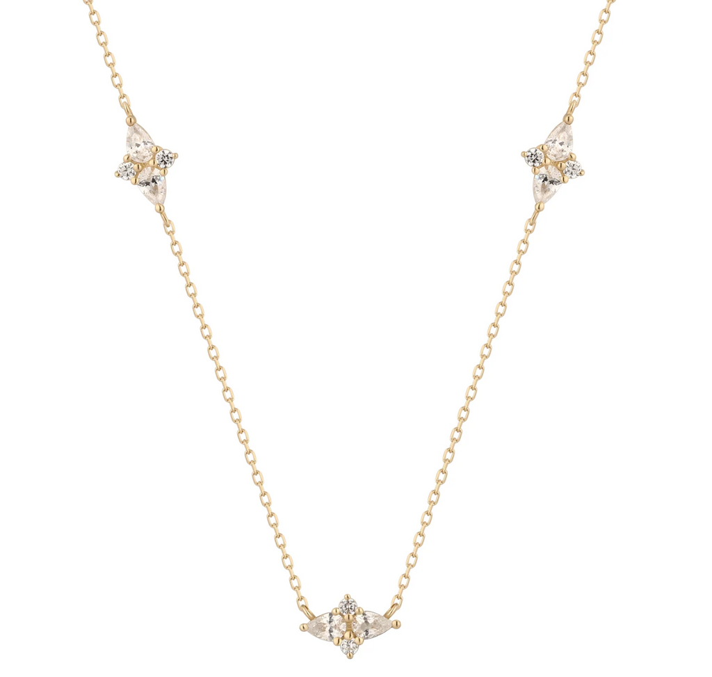 RION X BUDDHA JEWELRY ELYSIAN GOLD NECKLACE - WHITE SAPPHIRE
